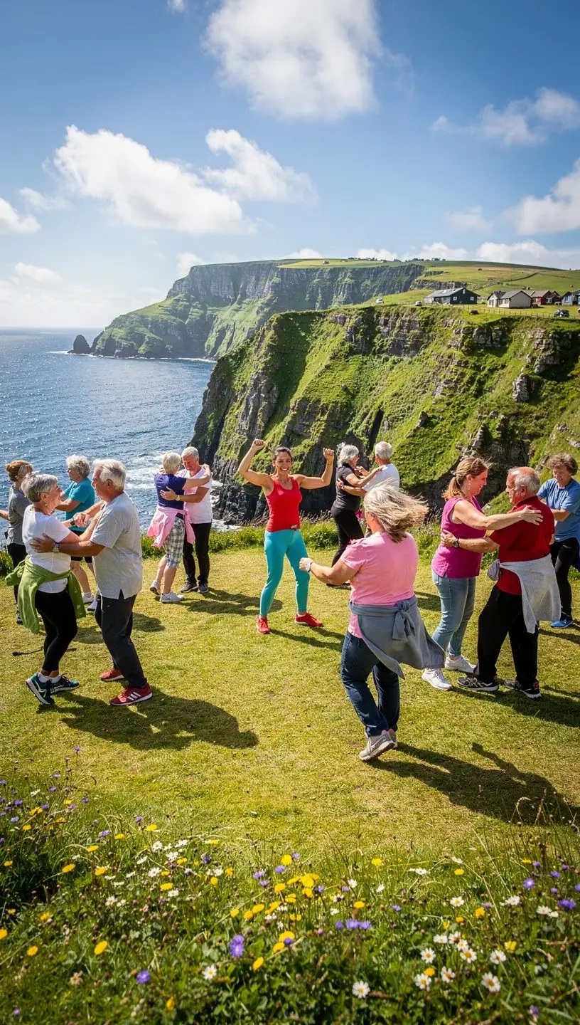 Retirees enjoying bachata dance classes together
